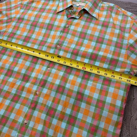 Joseph Abboud Plaid Colorful Short Sleeve Men's Shirt ~ L - Picture 10 of 11